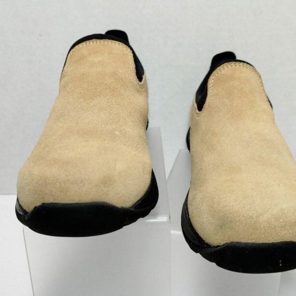 Lands End Suede Leather Moc Clog Slip-On Loafer Rubber Sole Tan Women's US 7B - Picture 10 of 16